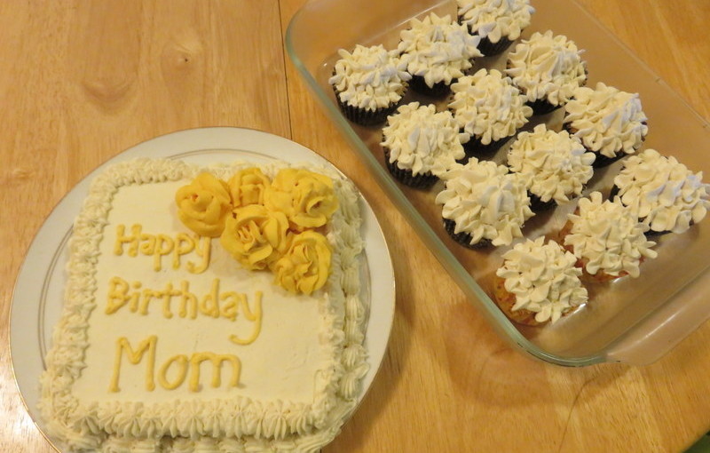 Cupcakes and frosting roses for mom’s birthday.