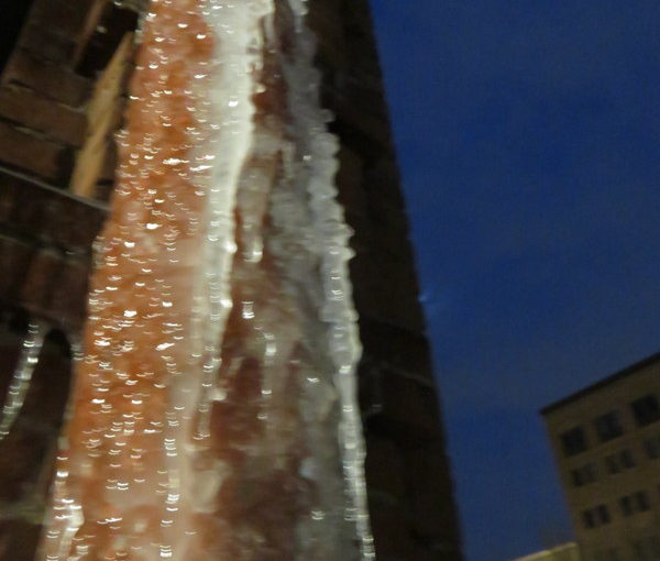 Ice takes over a drainpipe