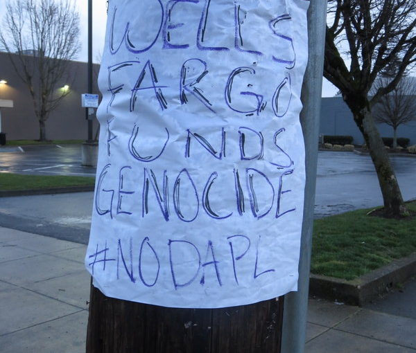 Sign of protest: Wells Fargo