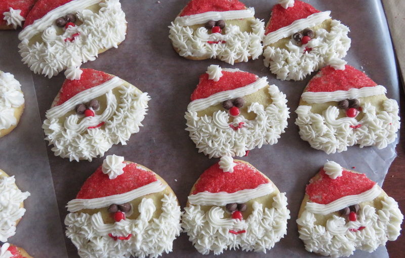 Decorating Santa Cookies with Mom