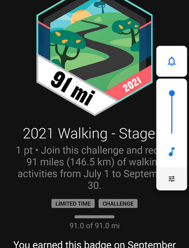 Second 91 Mile Badge Challenge Earned.