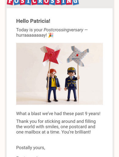 My Ninth Postcrossingversary!