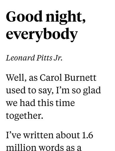 Thanks to Leonard Pitts for His Many Columns